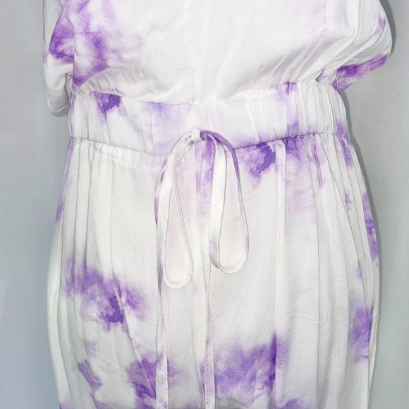 New Shinestar Tie Dye Sleeveless Straight Leg Jumpsuit White Purple Size Small - Picture 3 of 16